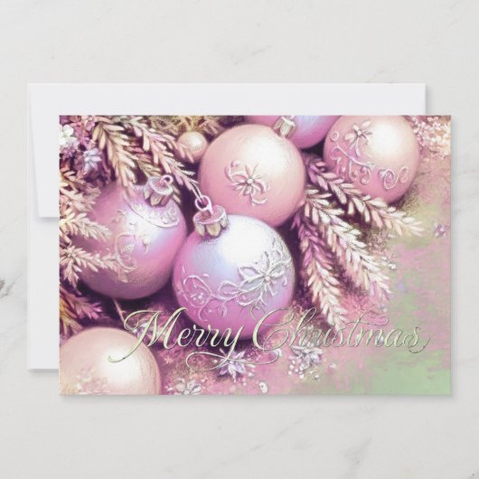 Chalk Drawing Soft Pinks Christmas Ornaments カード (正面)
