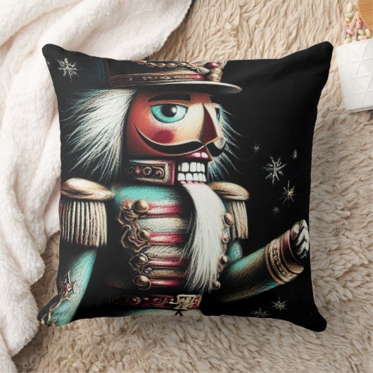 Chalk Illustrated Christmas Nutcracker クッション (ブランケット)