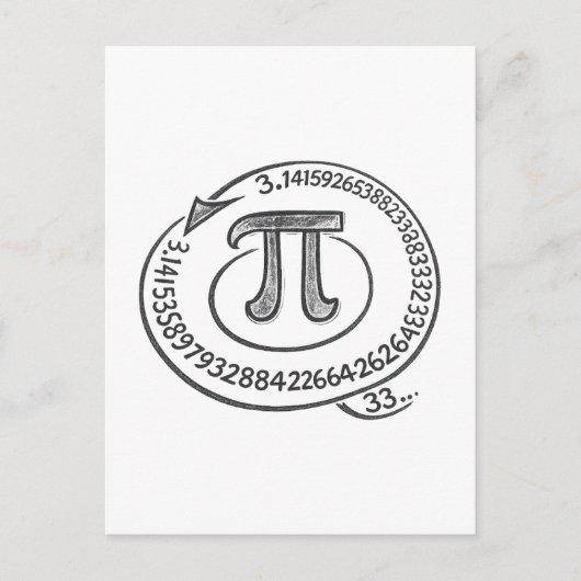 Chalk Style Pi Symbol with Digits – Math Pi Day ポストカード (正面)
