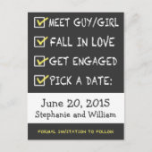 Chalkboardおもしろいチェックリスト日付の保存 案内ポストカード (正面)