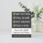 Chalkboardおもしろいチェックリスト日付の保存 案内ポストカード (スタンド正面)