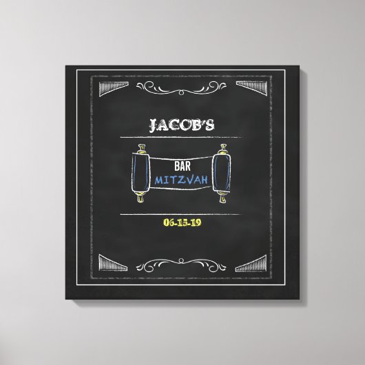 CHALKBOARDこうもりバー(ユダヤ教の)バル・ミツバーサインインボード キャンバスプリント (正面)