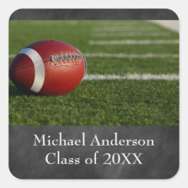 Chalkboardでサッカー – 正方形の卒業ステッカー スクエアシール