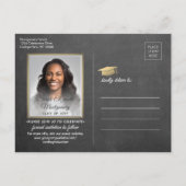 Chalkboardと金ゴールド卒業写真Save the Date 案内ポストカード (裏面)