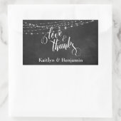 ChalkboardとLight Strings Love & 感謝してい 長方形シール (バッグ)