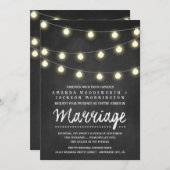 ChalkboardとString Lightsの結婚式招待状 招待状 (正面/裏面)
