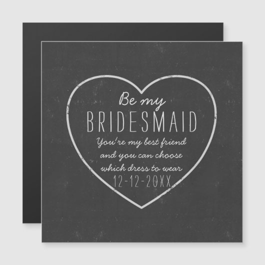 Chalkboardのハート素朴は私の花嫁の提案である マグネット招待状 (正面/裏面)