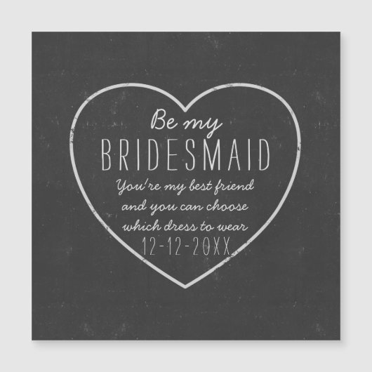 Chalkboardのハート素朴は私の花嫁の提案である マグネット招待状 (正面)