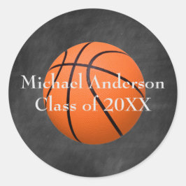 Chalkboardのバスケットボール – 卒業ステッカー ラウンドシール