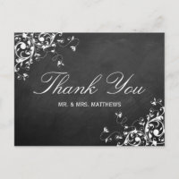 Chalkboardの白い渦巻き結婚が感謝
