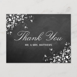 Chalkboardの白い渦巻き結婚が感謝 ポストカード