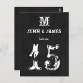 Chalkboardの素朴テー結婚ブル・ナンバー・カード ポストカード (正面/裏面)