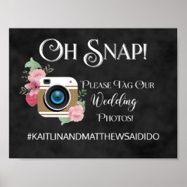 Chalkboardの結婚サイン写真ハッシュタグ ポスター