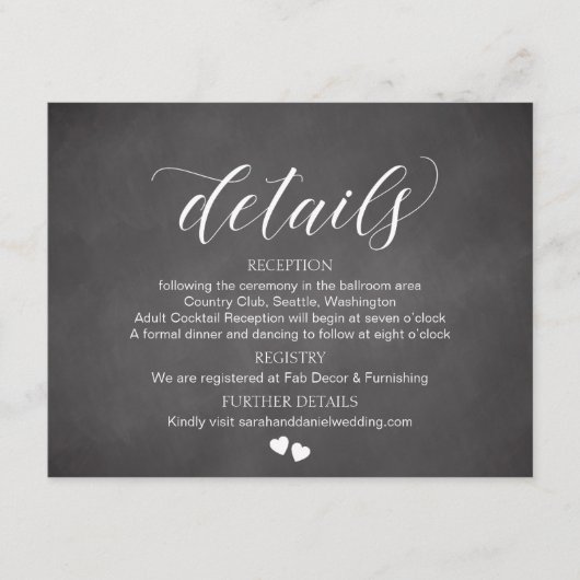 Chalkboardの結婚詳細・カード・エンクロージャ・カード エンクロージャーカード (正面)