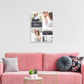 Chalkboardの結婚Photo Collage Loveスクリプト キャンバスプリント (インサイチュ (リビング))