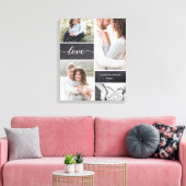 Chalkboardの結婚Photo Collage Loveスクリプト キャンバスプリント (インサイチュ (リビング))