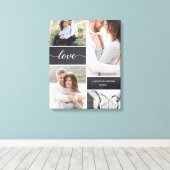 Chalkboardの結婚Photo Collage Loveスクリプト キャンバスプリント (インサイチュ (ウッドフロア))