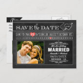 Chalkboardカレンダー写真Save The Date Cards 案内ポストカード (正面/裏面)