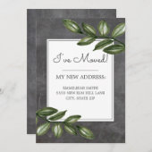 Chalkboardグリーン葉アドレス変更 招待状 (正面/裏面)