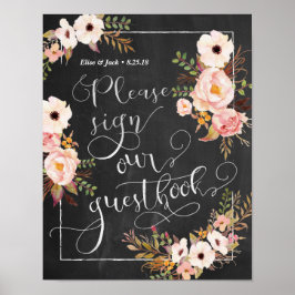Chalkboardゲストブックポスターにご署名ください ポスター