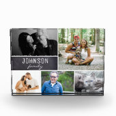 Chalkboardコラージュ名と家族の写真 フォトブロック (正面)