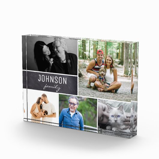 Chalkboardコラージュ名と家族の写真 フォトブロック (右)