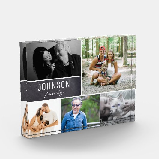 Chalkboardコラージュ名と家族の写真 フォトブロック (左)