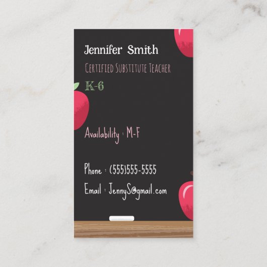 Chalkboardサブ先生垂直カ連絡ッド 名刺 (裏面)