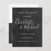 Chalkboardシグネチャースクリプトウェディング日付を保存 案内ポストカード (正面/裏面)