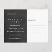 Chalkboardシグネチャースクリプトウェディング日付を保存 案内ポストカード (裏面)