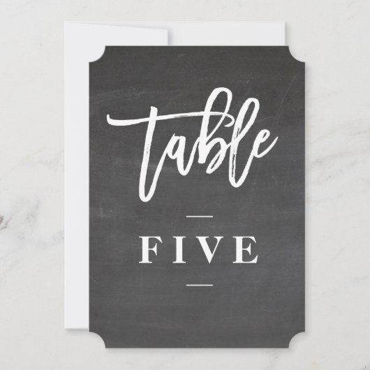 Chalkboardスクリプトの粗野なテーブル番号 招待状 (正面)