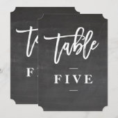 Chalkboardスクリプトの粗野なテーブル番号 招待状 (正面/裏面)