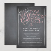 Chalkboardスクリプトピンク結婚式招待状 招待状 (正面/裏面)