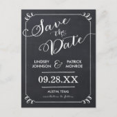 Chalkboardスクリプトモダンタイポグラフィ日付の保存 案内ポストカード (正面)
