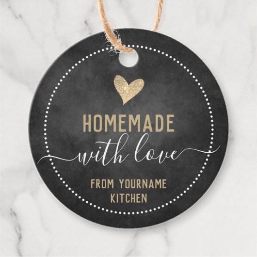 Chalkboardスクリプファンシート自家製の食品アイテムが好き フェイバータグ (正面)