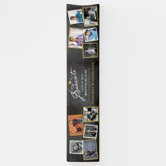 Chalkboardスクリプモダント10写真卒業パーティー 横断幕 (縦)