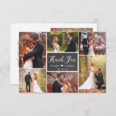 Chalkboardスクリプ素朴ト6フォトコラージュ結婚ズ サンキューカード (正面/裏面)