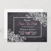 Chalkboardスタイル日付ポストカードの保存 案内ポストカード (正面/裏面)