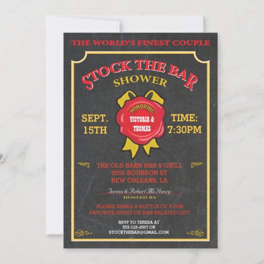 Chalkboardストックバー招待 招待状 (正面)