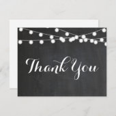 Chalkboardストリングライトありがとうノートカード (正面/裏面)