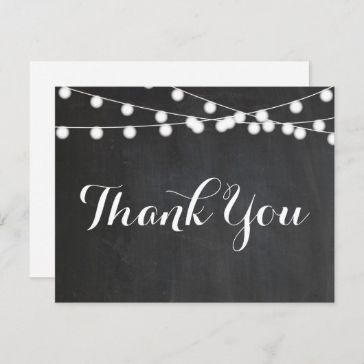 Chalkboardストリングライトありがとうノートカード (正面/裏面)