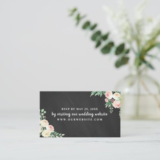 Chalkboardストリングライト結婚式RSVPウェブサイトカード エンクロージャーカード (スタンド正面)