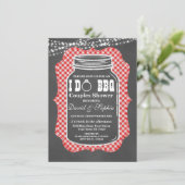 ChalkboardストリングライトI do BBQ Mason Jar招待状 招待状 (スタンド正面)