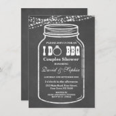 ChalkboardストリングライトI do BBQ Mason Jar招待状 招待状 (正面/裏面)