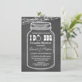 ChalkboardストリングライトI do BBQ Mason Jar招待状 招待状 (スタンド正面)