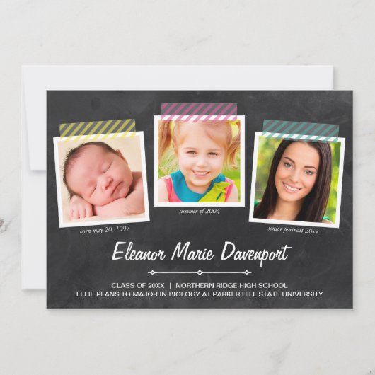 Chalkboardスナップショット |写真卒業パーティー 招待状 (正面)