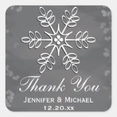 Chalkboardスノーフレークありがとうラベル スクエアシール (正面)