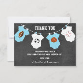 Chalkboardスポーツテーマサンキューベイビーシャワー サンキューカード (正面)