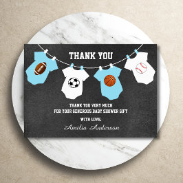 Chalkboardスポーツテーマサンキューベイビーシャワー サンキューカード