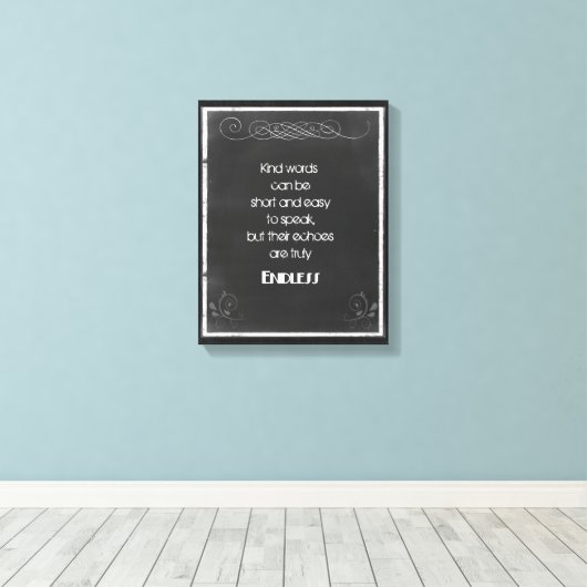 Chalkboardタイポグラフィ引用文使用の種類語 キャンバスプリント (インサイチュ (ウッドフロア))